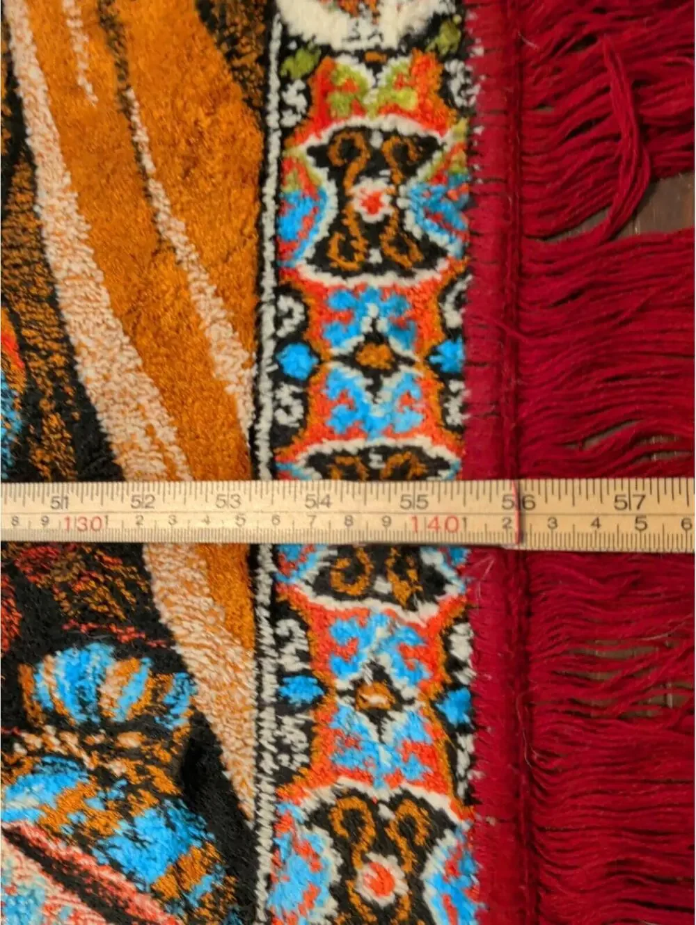 Vintage Saudi Arabia Middle Eastern Tapestry Wall Hanging Rug Fringed 56